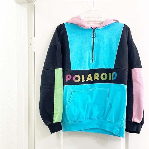 Polaroid Colorblock Hoodie - Blue, Black, Pink, Green - Picture 1 of 3
